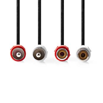 Stereo lydkabel 2x RCA han 2x RCA hun forniklet 2,00 m - Nedis