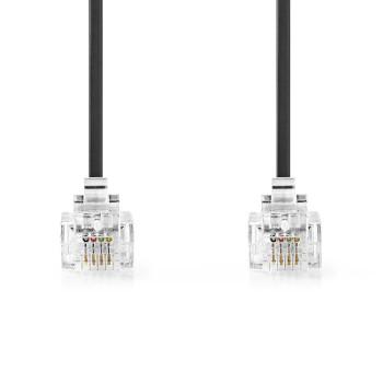 Telekomkabel RJ11 Male RJ11 Male 5,00 m Kabeldesign: Flad Guld - Nedis