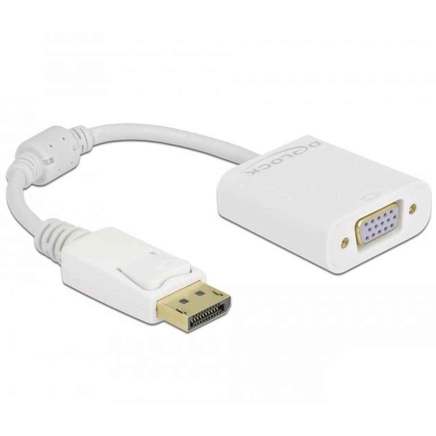 Delock Adapter DisplayPort 1.2 Stik til VGA-stik passivt hvid - Delock