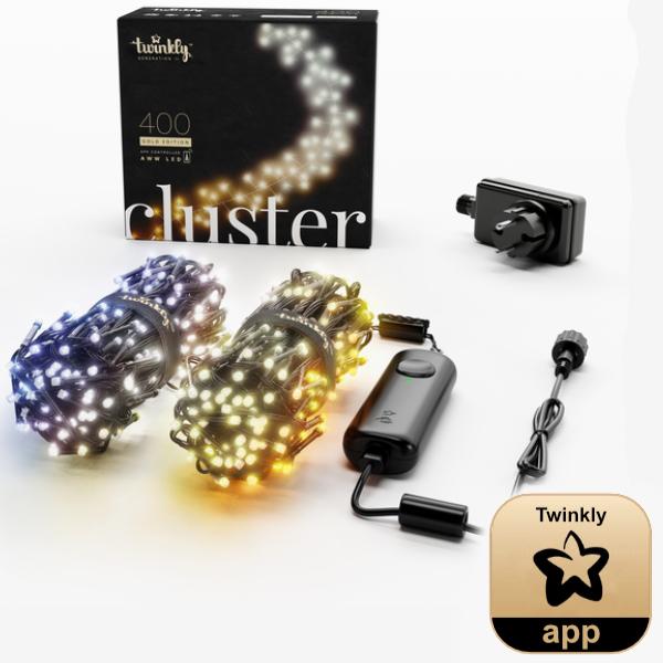 Twinkly cluster lights - indendørs og udendørs LED-julelys - 400 lys - 6 meter - varm/kold hvid