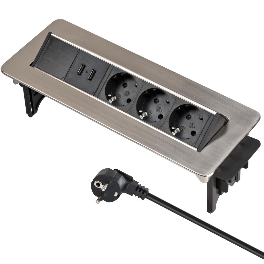 Brennenstuhl Indesk Power 3-gang + 2x USB - 1396200113 - Brennenstuhl