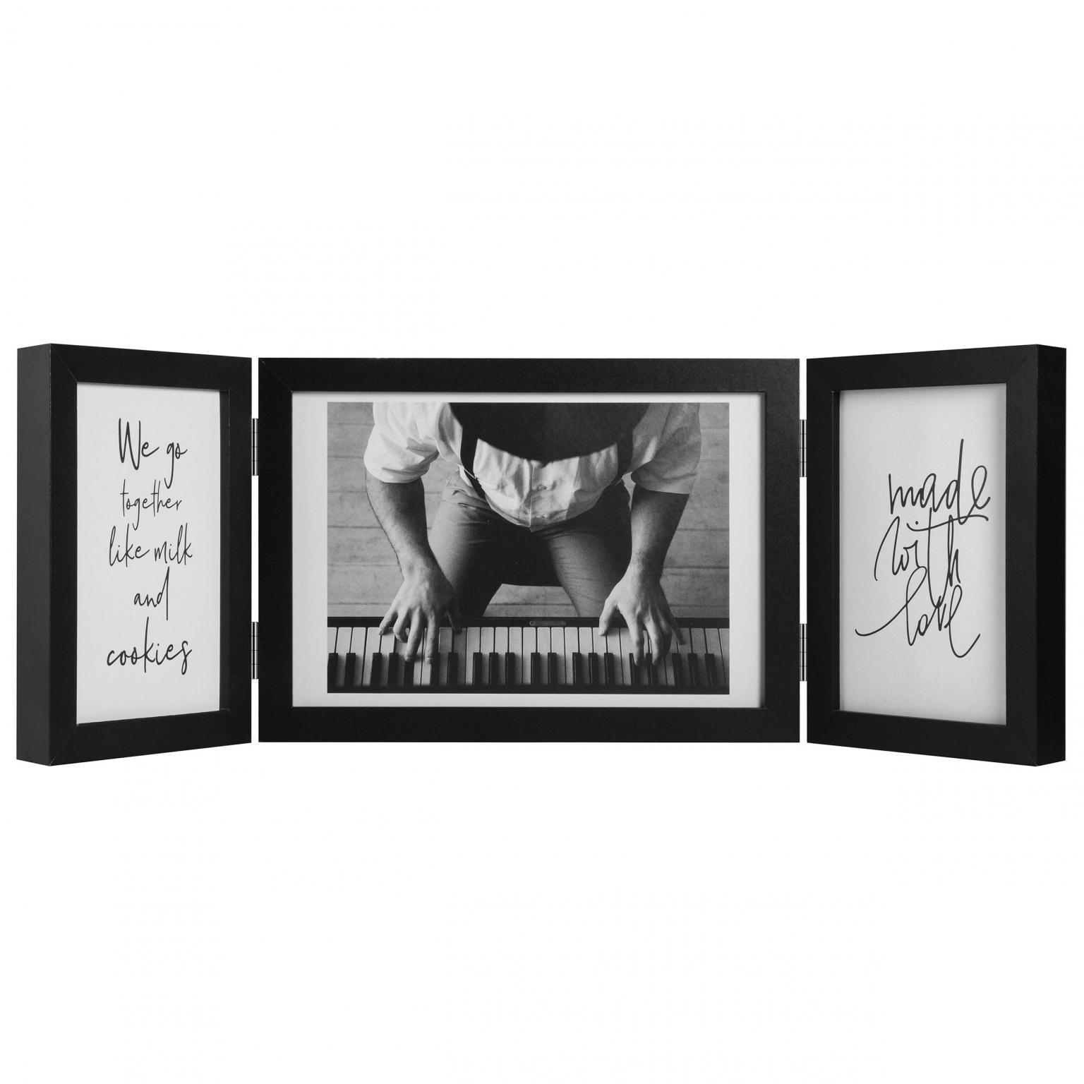 PIANO Tredobbelt fotoramme 3x 10x15 cm. sort