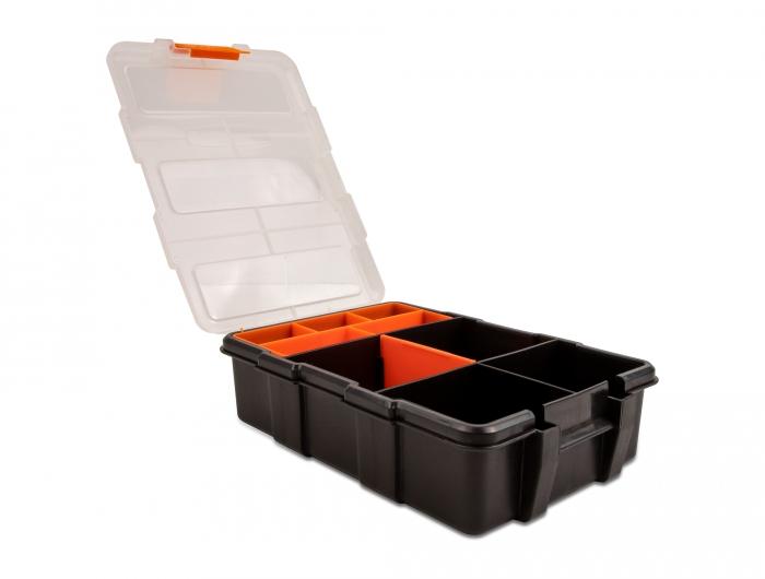 Delock sorteringsboks, 11 rum, 220x155x60 mm, orange/sort. - Delock