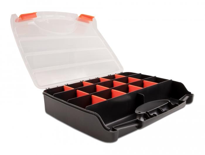 Delock sorteringboks med 17 rum 320 x 255 x 60 mm orange/sort - Delock