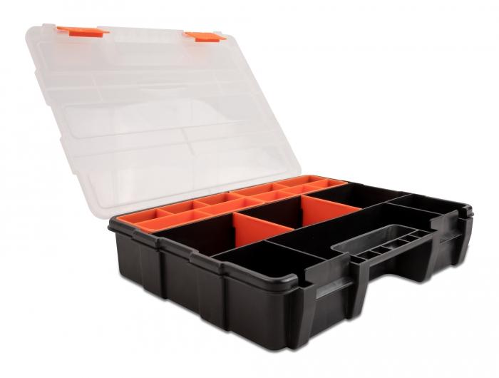 Delock sortimentæske med 21 rum 290 x 220 x 60 mm orange/sort - Delock