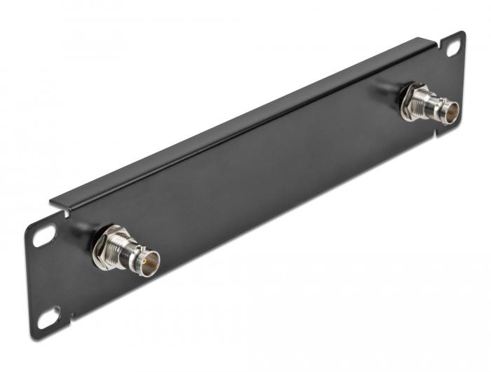 Delock 10″ Panel med 2 x BNC-stik 1 HE sort - Delock