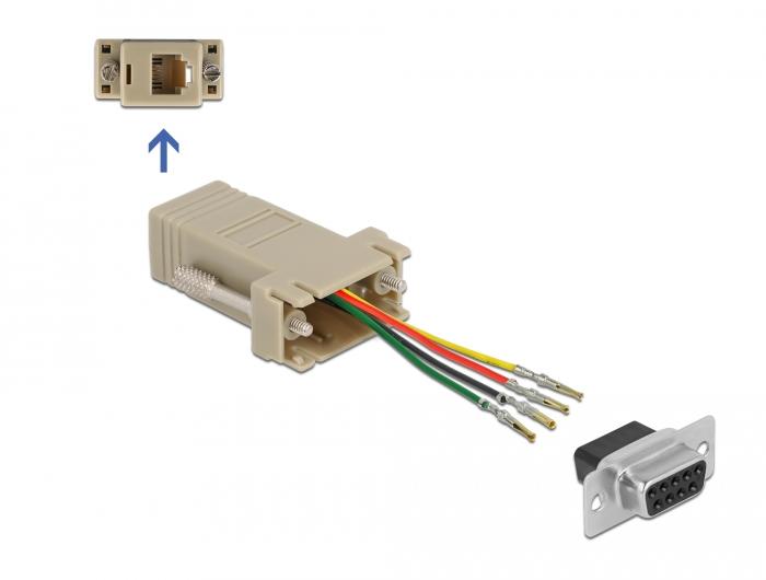 Delock Adapter D-Sub 9-pin hun til RJ11/RJ14 6P/4C hun montagesæt