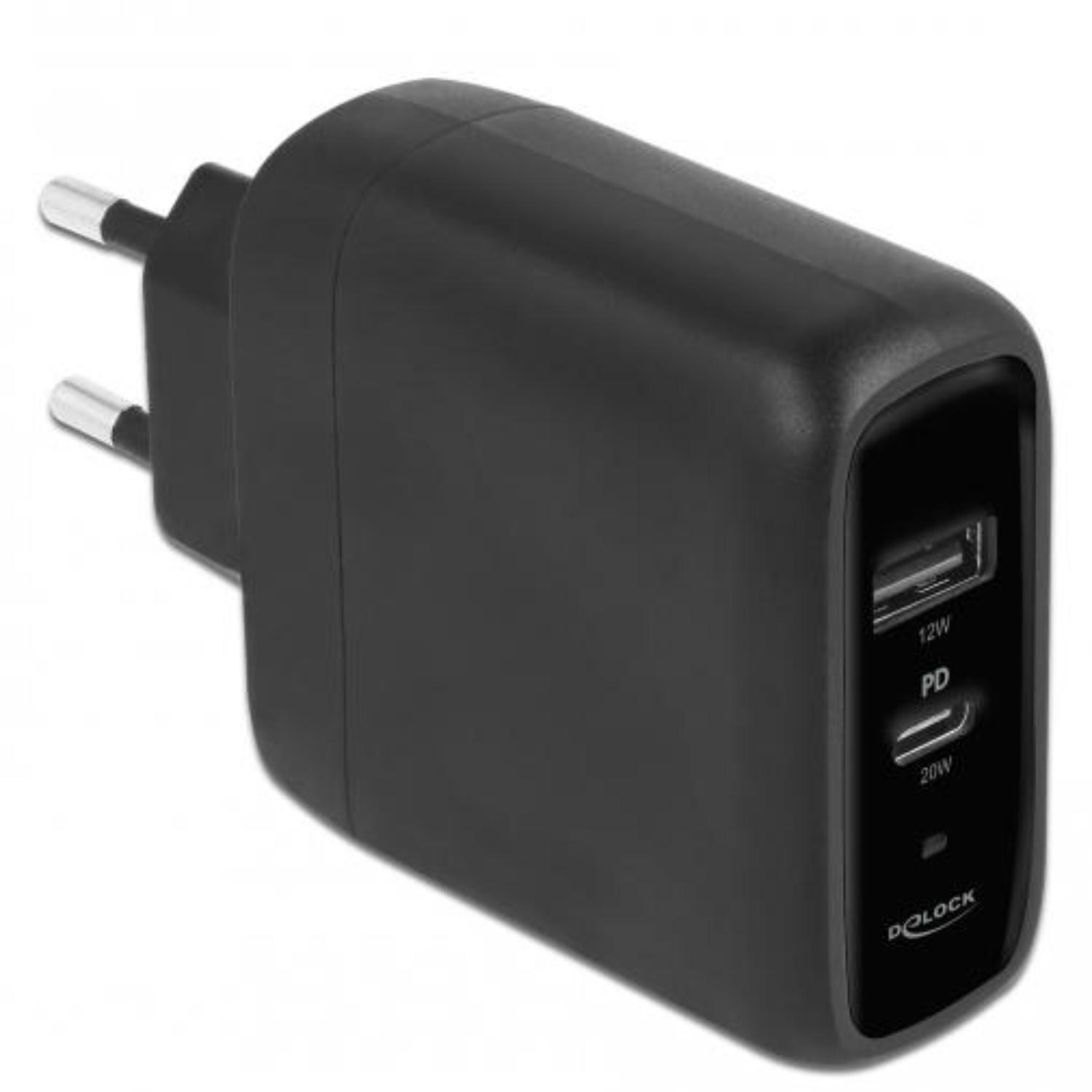 Delock USB-lader, USB Type-C™ PD & USB Type-A, 20W + 12W. - Delock