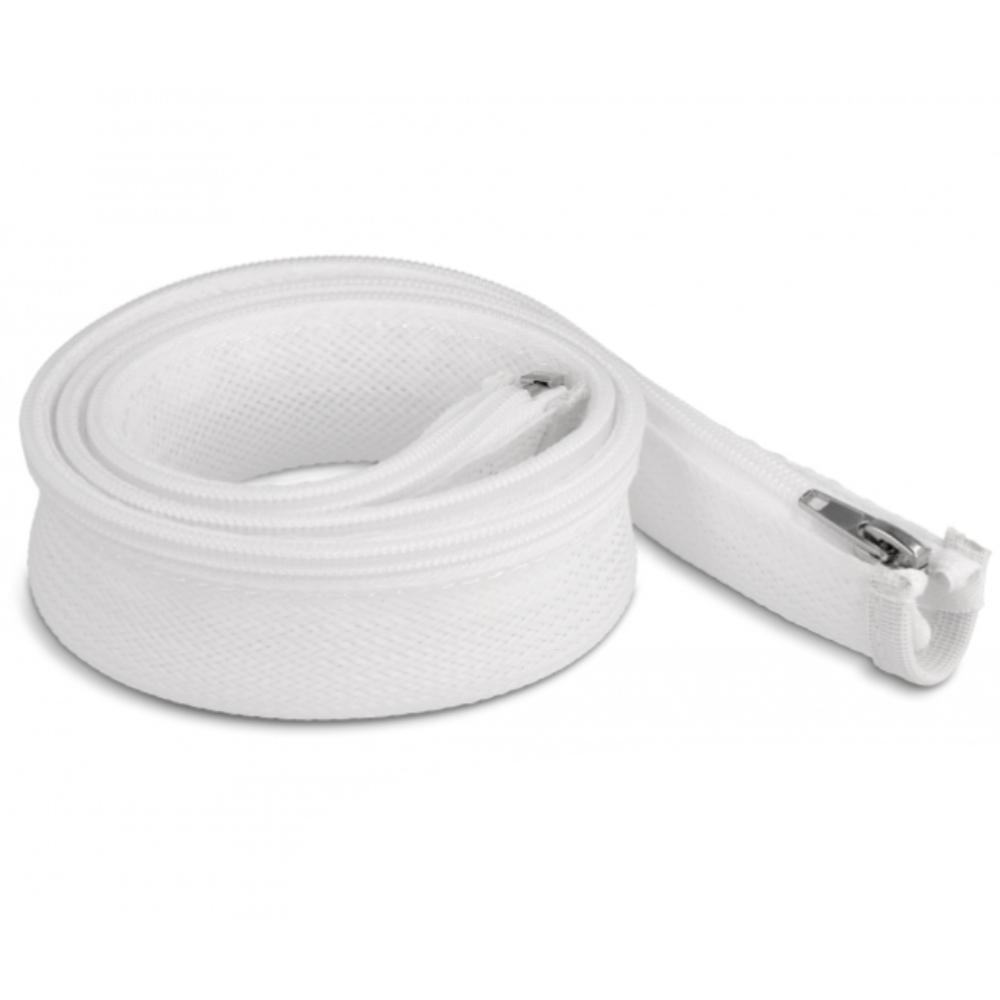 Delock flettet slange med lynlås, 1 m x 30 mm, hvid. - Delock