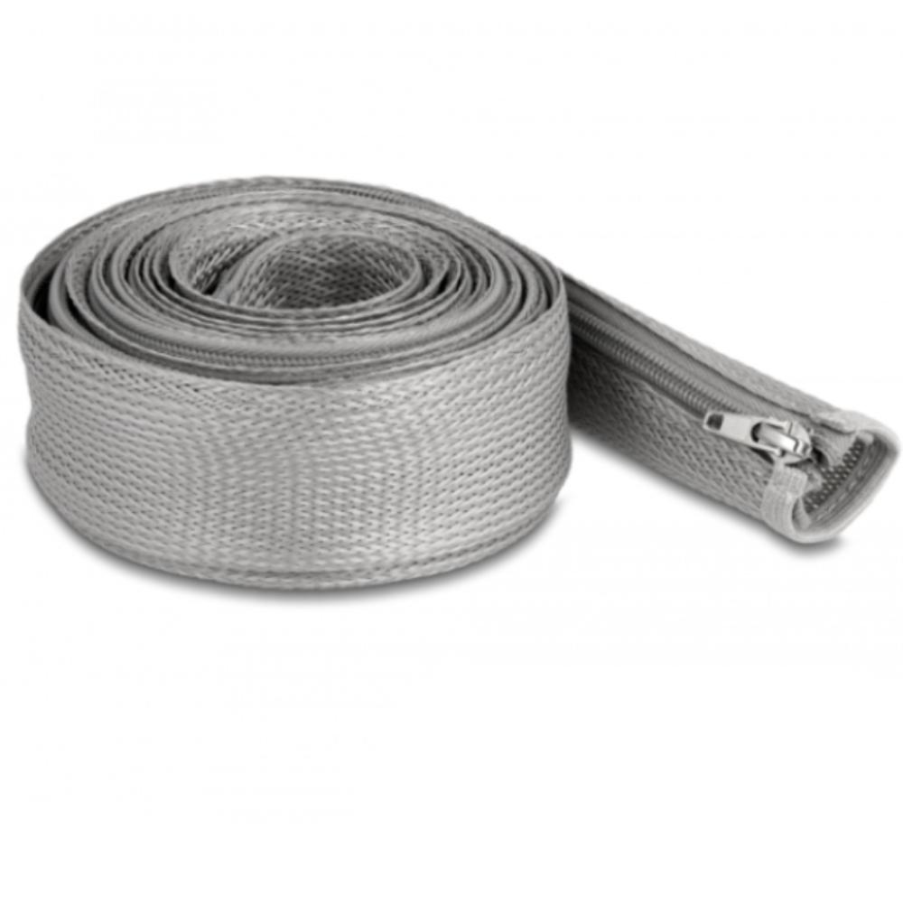 Delock flettet slange, lynlås, varmebestandig, 3 m, 50 mm, grå. - Delock