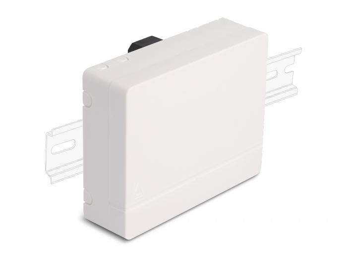 Delock fiberboks, DIN-skinne, 4 x SC Simplex eller LC Duplex, hvid.
