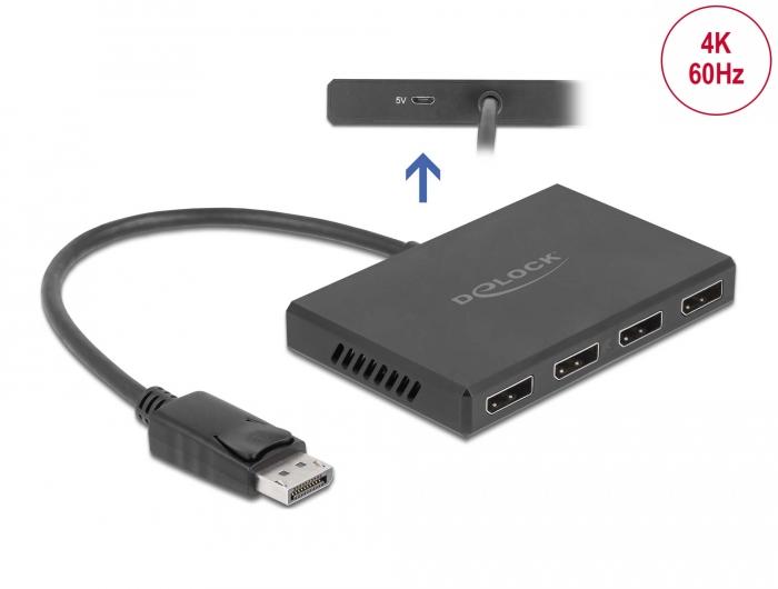 Delock DisplayPort 1.4 Splitter 1 x DisplayPort indgang til 4 x DisplayPort udgang - Delock