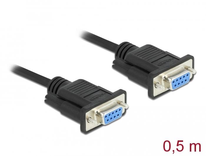 Delock Seriell Kabel RS-232 D-Sub 9 stik til stik Nullmodem med tynd
