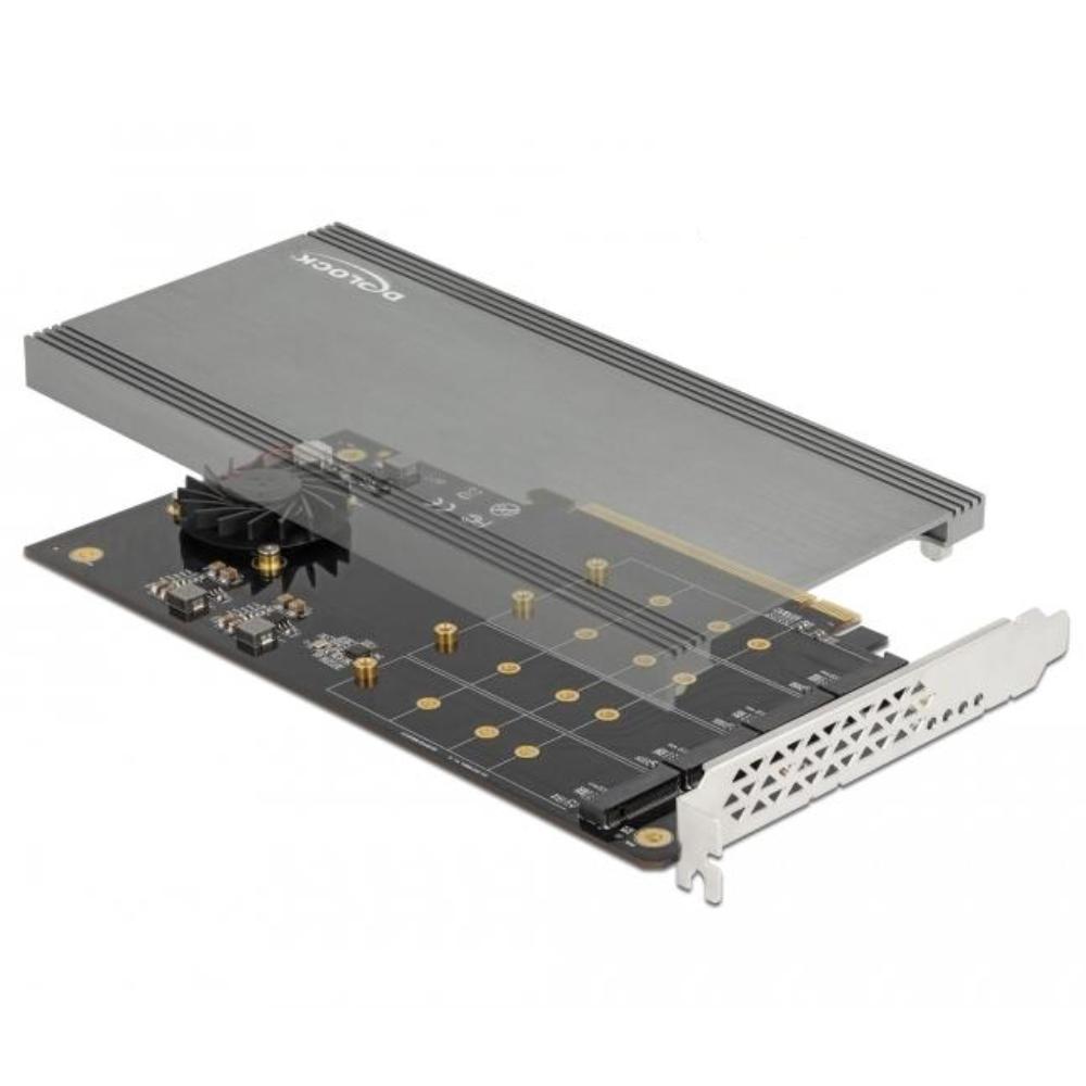 Delock PCI Express x16 kort til 4 x intern NVMe M.2 Key M med kølelegeme - Delock