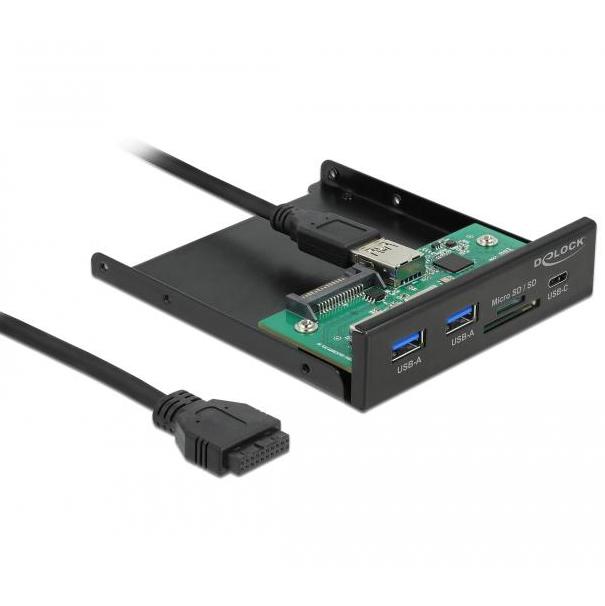 Delock frontpanel, 1x USB Type-C™ + 2x USB Type-A.