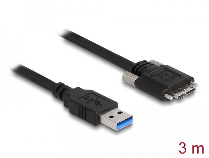 Delock Kabel USB 3.0 Type-A Stik til Type Micro-B Stik med skruer 3 - Delock