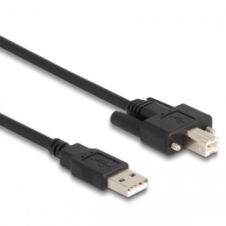 Delock Kabel USB 2.0 Type-A Stik til Type-B Stik med skruer 3 m - Delock