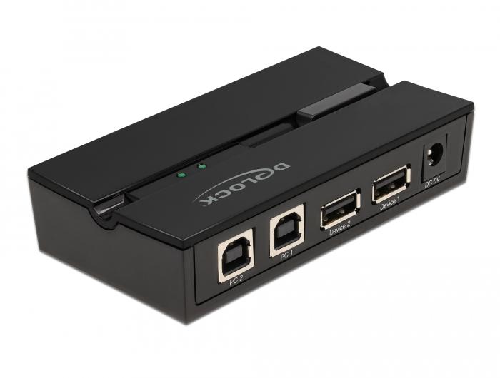 Delock USB 2.0 Switch til 2 pc'er på 2 enheder - Delock