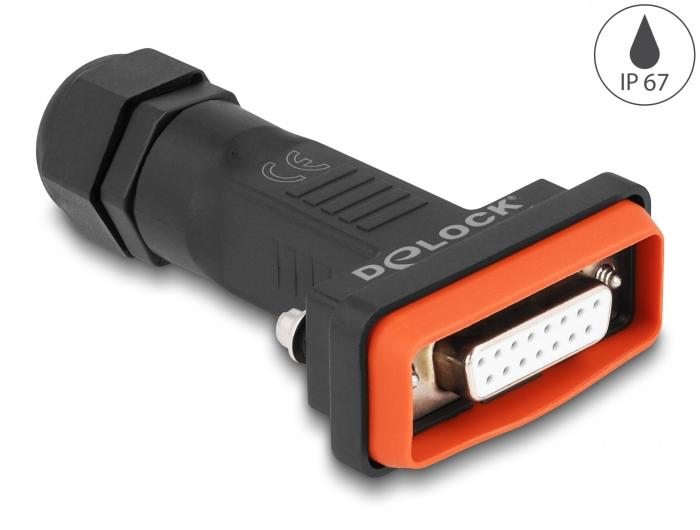 Delock D-Sub 15 Pin stik med hus IP67 vandtæt - Delock
