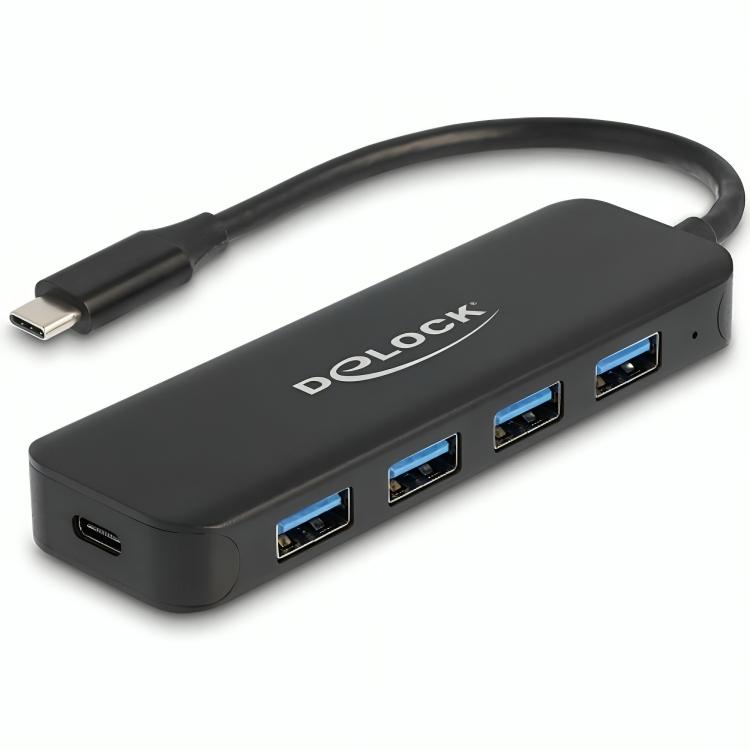 USB C hub med 4× USB A-porte og Power Delivery