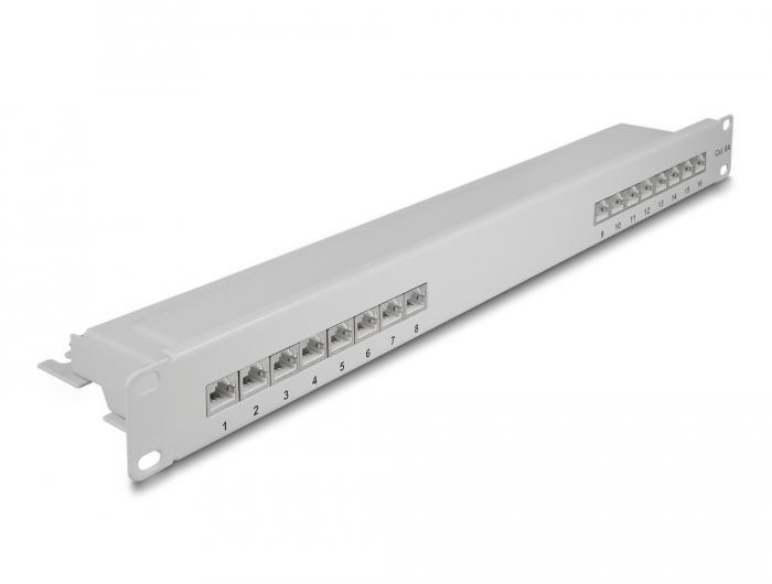 Delock 19″ Patchpanel 16 Porte Cat.6A 1 HE grå - Delock