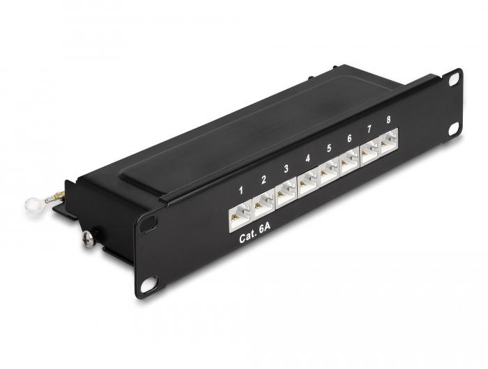 Delock 10″ Patchpanel 8 Port Cat.6A 1 HE sort - Delock
