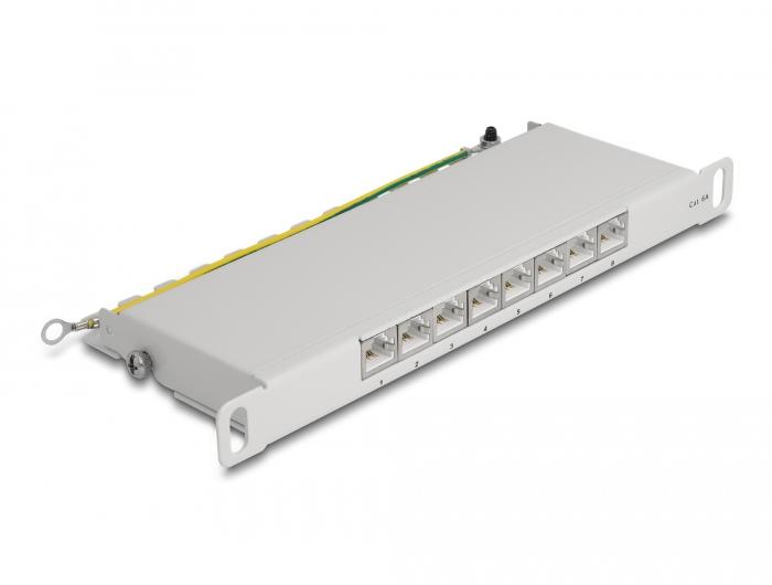 Delock 10″ Patchpanel 8 Port Cat.6A 0,5 HE grå - Delock