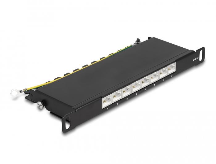Delock 10″ Patchpanel 8-ports Cat.6A 0,5 HE sort - Delock