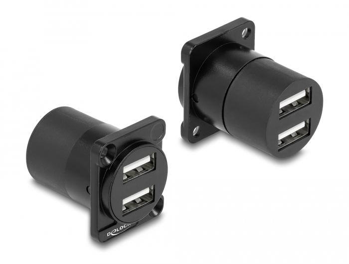Delock D-Type Modul USB 2.0 Type-A 2 x Hun til 2 x Hun - Delock