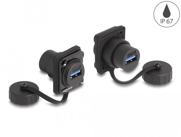 D-type indbygningsmodul USB-A hun til USB-A hun IP67