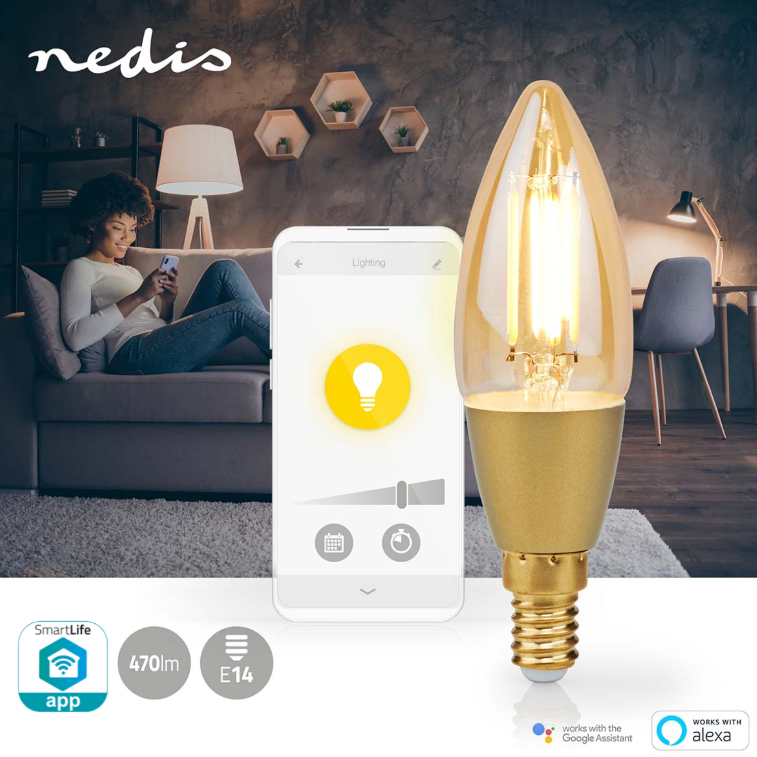 Smart glødelampe - Nedis