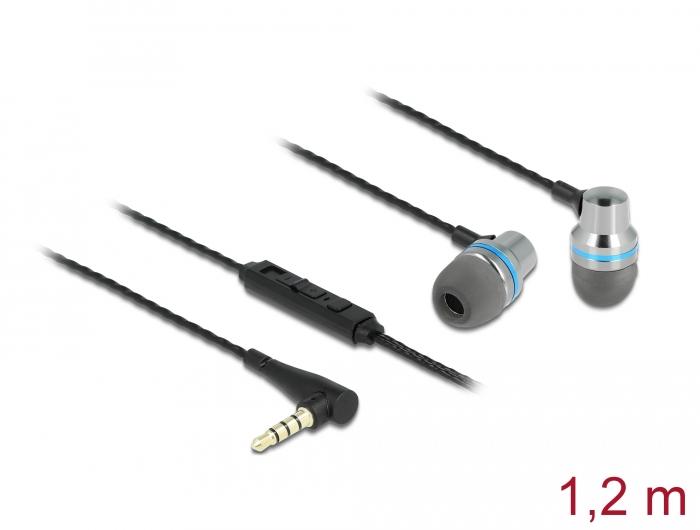 Delock In-Ear Høretelefoner med 4-polet 3,5 mm jackstik, mikrofon og fjernbetjening - Delock