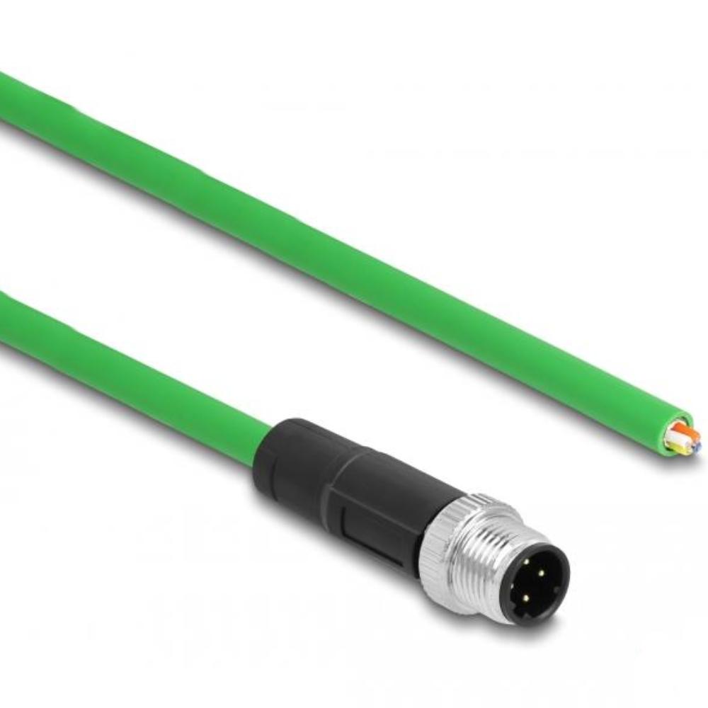 Delock Netværkskabel M12 4-pin D-kodet til åbne kabelender PVC 2 m