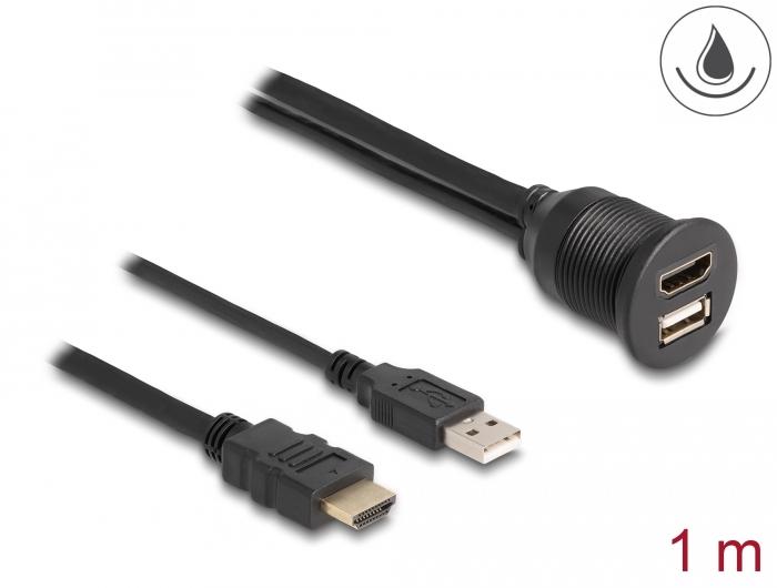 Delock Kabel HDMI-A Stik og USB 2.0 Type-A Stik til HDMI-A Stik og - Delock