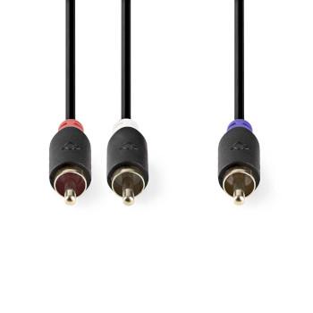 Subwoofer-kabel RCA-han 2x RCA-han Guldbelagt 3,00 m Rundt 4.0