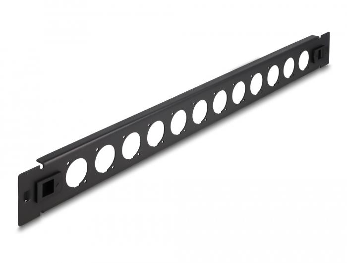 Delock 19″ D-Type Patchpanel 12 Port værktøjsfrit sort - Delock
