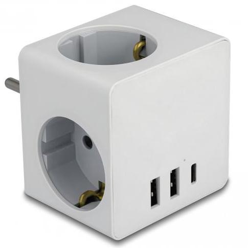 USB C + A stikkontakt - Delock
