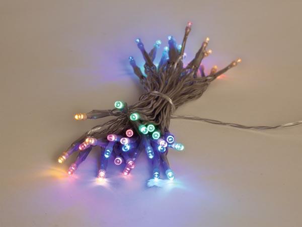 Showlight - 5 m - 40 flerfarvede lamper - transparent kabel - dobbelt stik - Light Creations