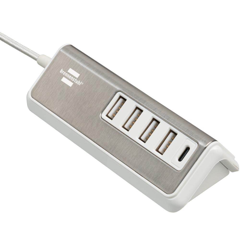 Brennenstuhl USB-oplader multiple. med 1,5 m 4xUSB TYP A + 1x TYP C - 1508230 - Brennenstuhl