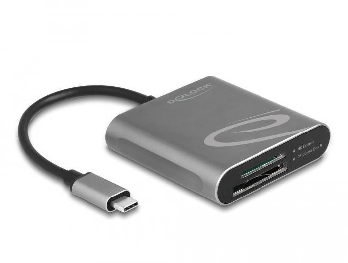 Delock USB Type-C™-kortlæser til SD Express- og CFexpress-hukommelseskort - Delock