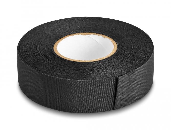Delock Vævet Tape 25 m x 25 mm rivefast selvklæbende sort - Delock