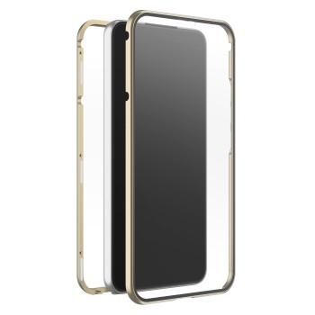 360 Glas Cover Samsung S22 (5G) guld - White Diamonds