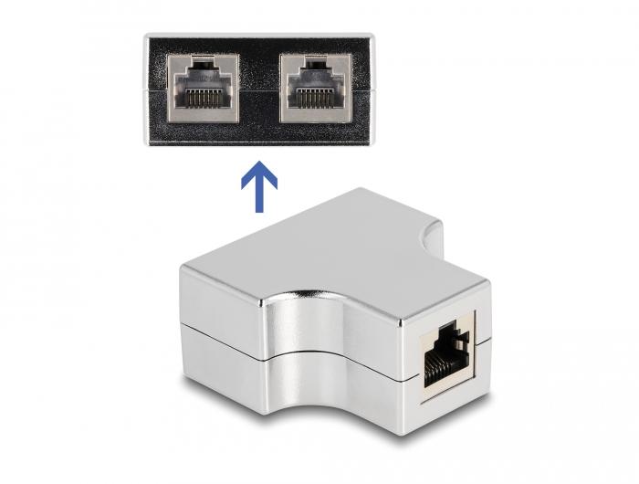 Delock RJ45 Splitter / T-Adapter 1 x RJ45 Stik til 2 x RJ45 Stik Cat.5e