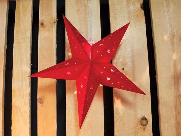 Paperstar - Hængende - rød - 60 cm - 230 V - E14 lampe medfølger ikke - Light Creations