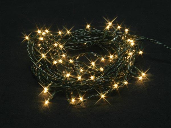 Burstlight LED - 20 m - 220 varmt hvide lamper (44 blink) - grøn kabel - 24 V - Light Creations