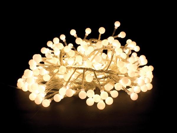 Clusterlight LED - 3,2 m - 256 varm hvide kugler - transparent kabel - 24 V - Light Creations