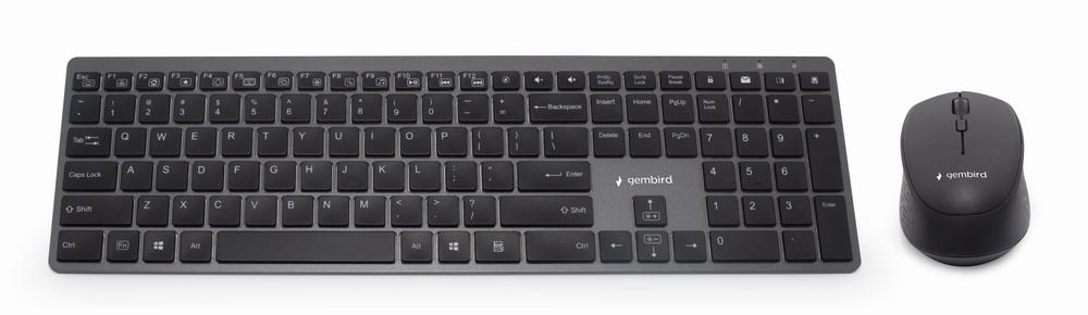 Backlight Pro Business Slim Trådløst Desktop-sæt, US-layout, sort - Gembird