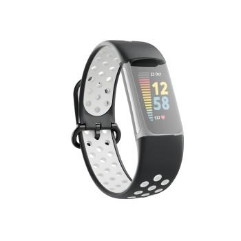 Sportarmbånd til Fitbit Charge 5, åndbart armbånd, sort/grå - Hama