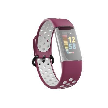Sportarmbånd til Fitbit Charge 5, åndbart armbånd, Bord./Grå - Hama