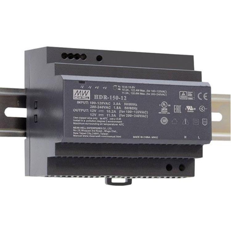 INDUSTRIEL DIN RAIL-STRØMFORSYNING - ENKELT UDGANG - 150 W - 12 V